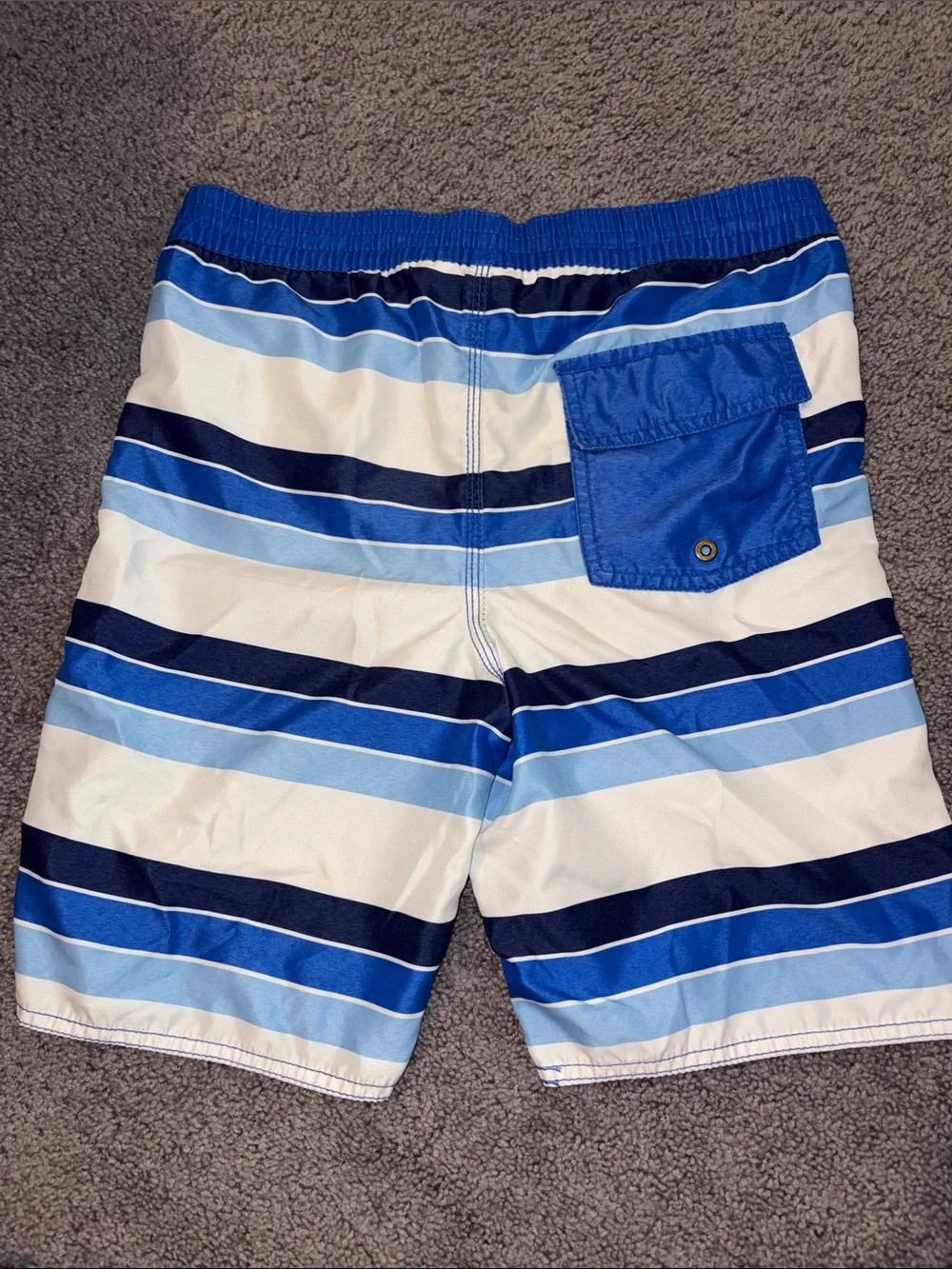 Old Navy Blue & White Striped Boys Swim Trunks